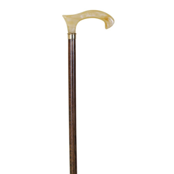Gehstock Derby Acryl (weiß) - Braun mit Ring