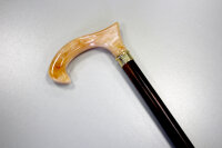 Gehstock Derby Acryl (weiß) - Braun mit Ring
