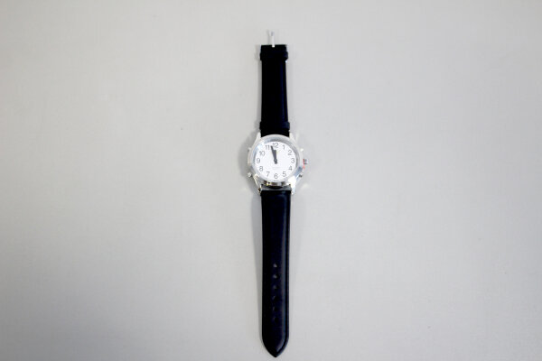 Herren-Analog-Uhr weiß silber Leder