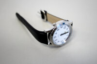 Herren-Analog-Uhr weiß silber Leder